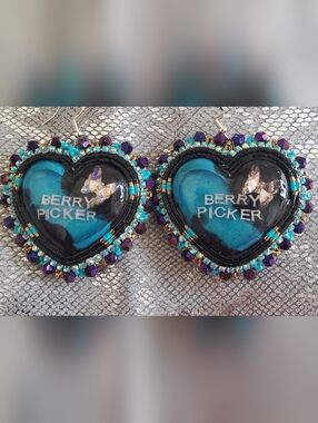 Handmade Berry Picker Heart Drop Earrings